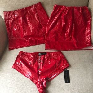 Bundle Deal Woman’s 3-Piece  Red Cold Play, 2-Skirts, 1 Brand New Booty Shorts
